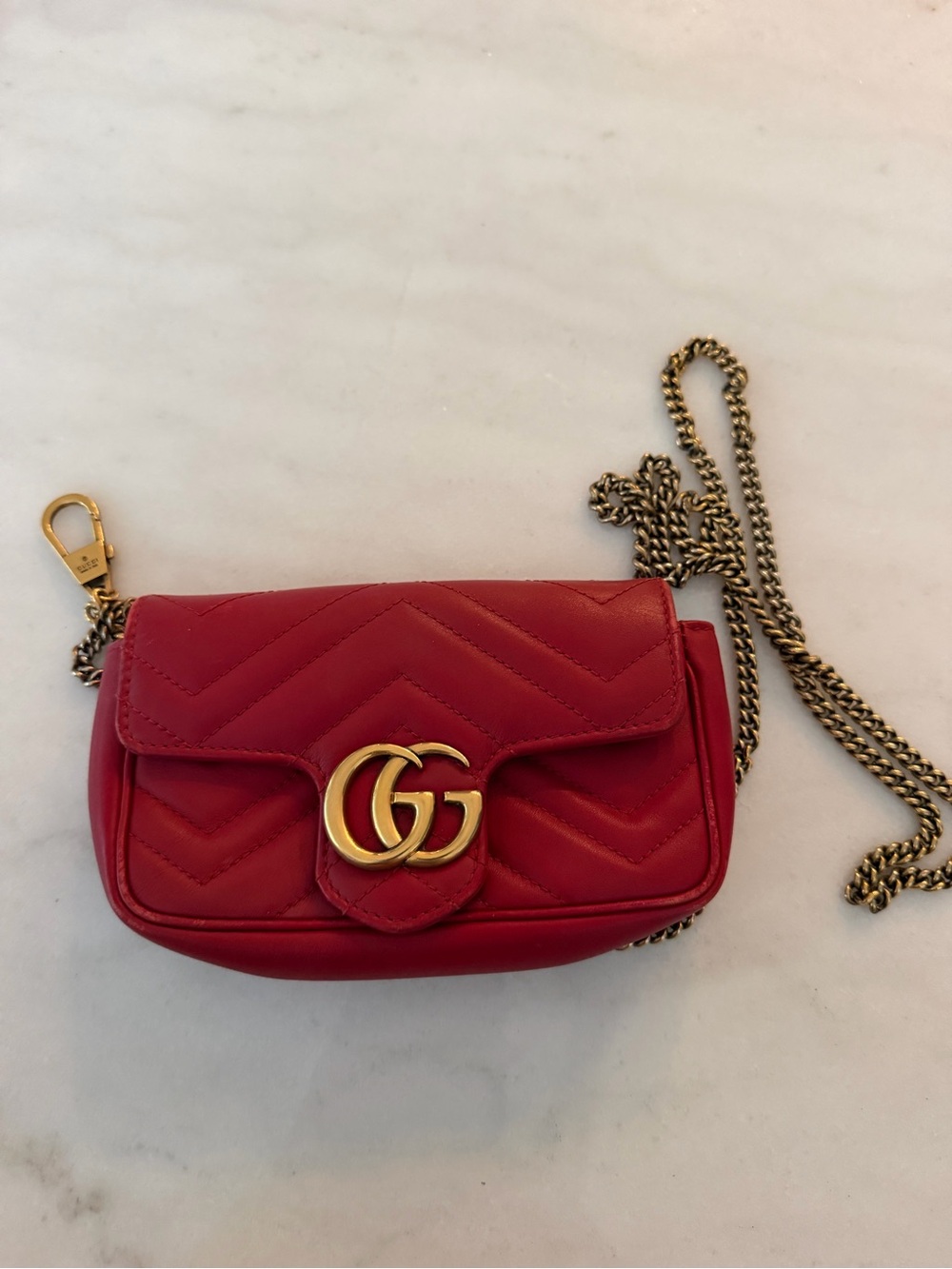 Gucci Red Chevron Mini Crossbody with Gold Double G